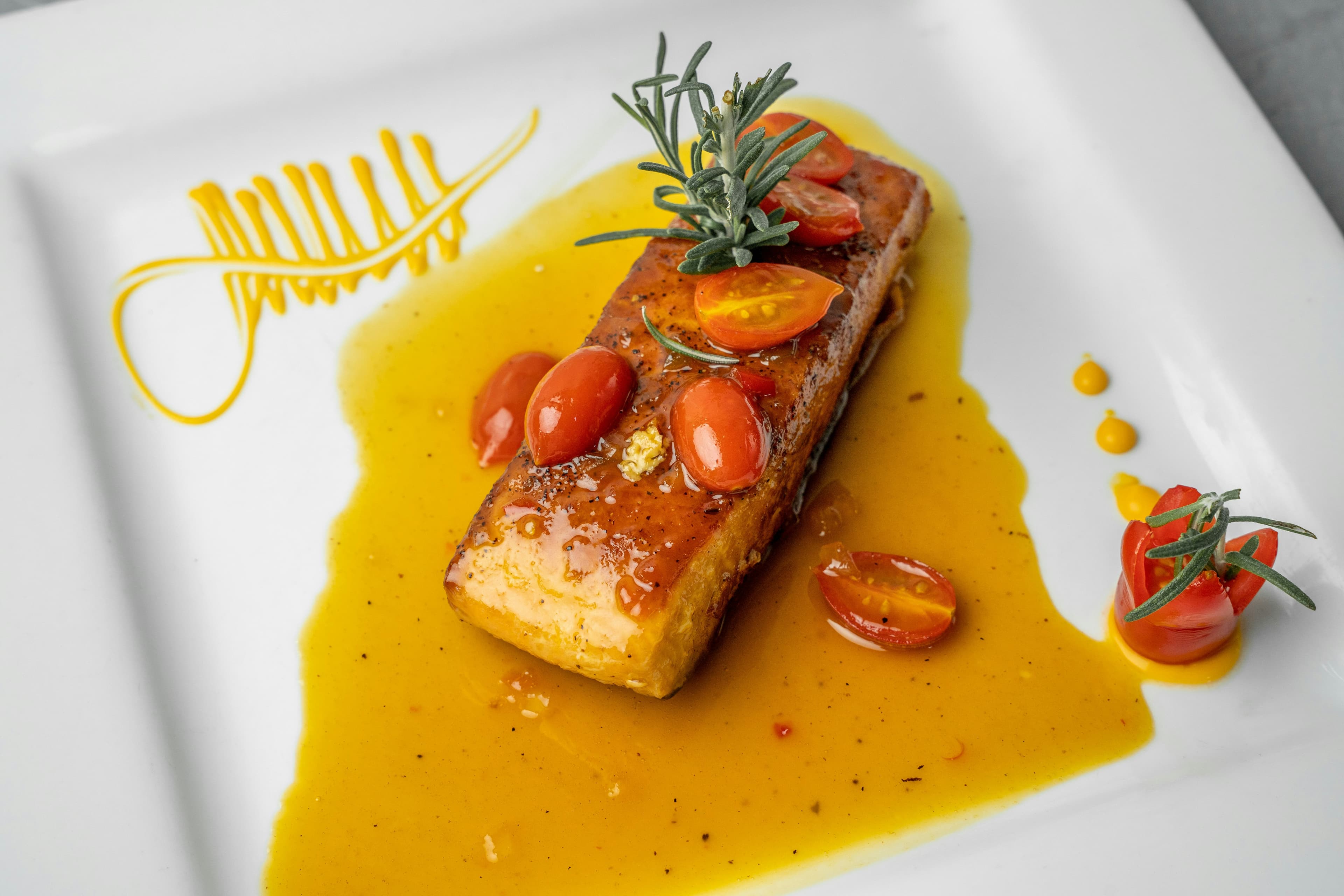 Elegant pâté on gold tablecloth